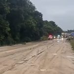 Liberado trecho da BR-101 tomado pela chuva